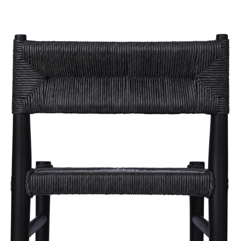 Lomas Outdoor Counter Stool Vintage Coal Woven Wicker Backrest Four Hands