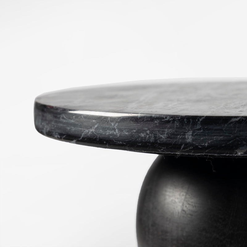 Co.House Designs Lora Drink Table Black Rounded Edge Marble Tabletop