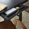 Lorik Desk Worn Black Acacia Open Drawer Staged View 239019-002