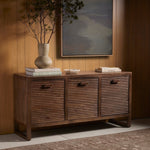 Lorne Media Console Dusty Reeded Brown Staged View 226057-003
