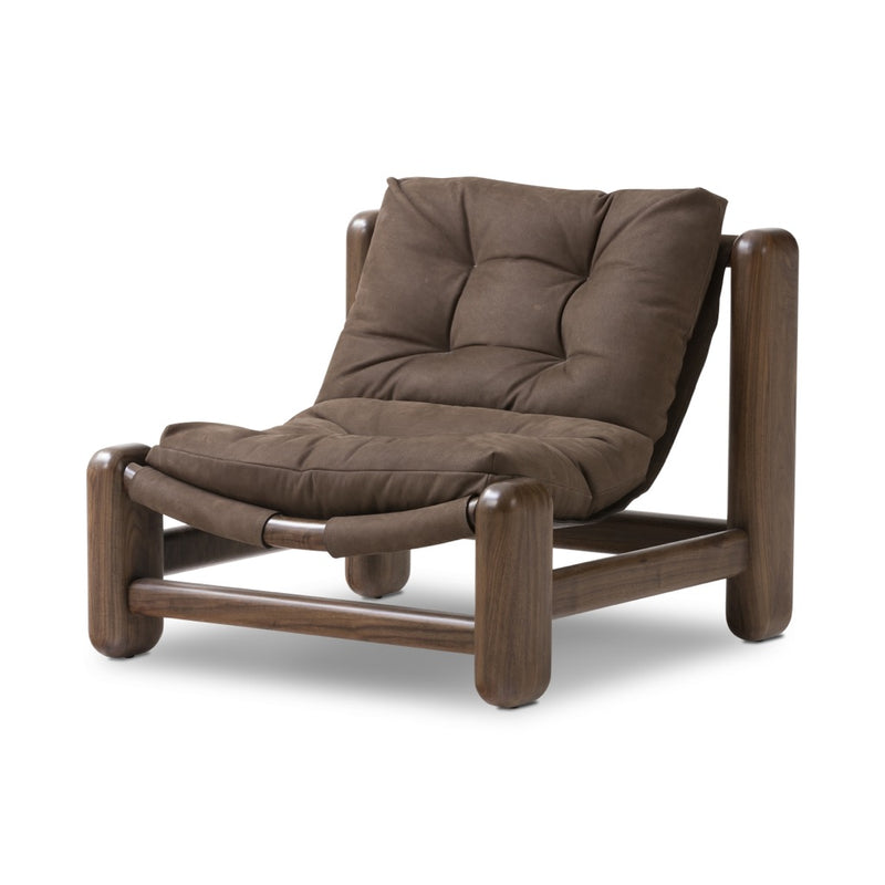 Lucio Chair Nubuck Cigar Angled View Four Hands