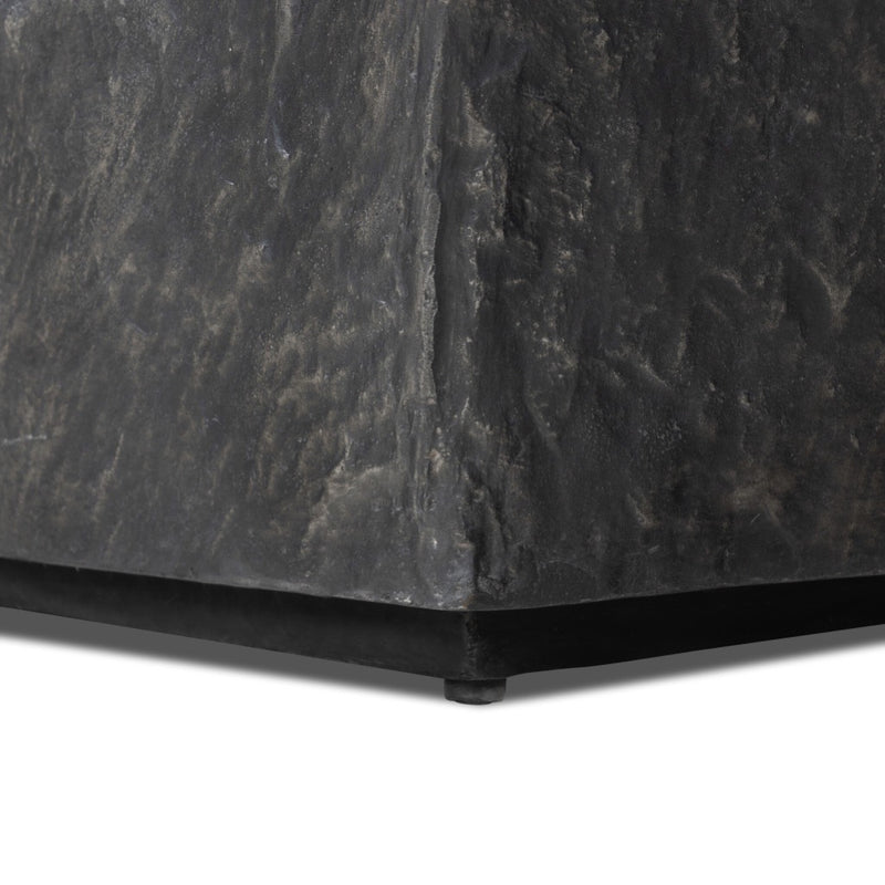 Lucius End Table Textured Black Concrete Base Four Hands