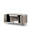 Four Hands Lunas Executive Desk Bleached Guanacaste Angled View Open Drawers