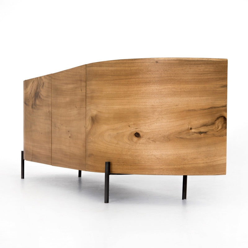 Lunas Media Console Gold Guanacaste Angled View Four Hands