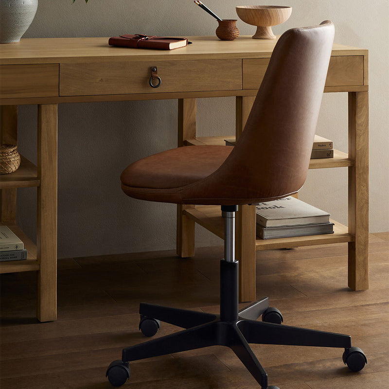 Lyka Desk Chair Sonoma Chestnut Staged View Four Hands