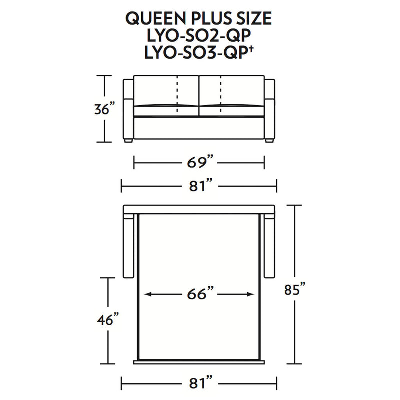 Lyons Comfort Sleeper Sofa in Aura Natural by American Leather - Queen Plus Size Dimensions