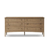 Maggie 6 Drawer Dresser Aged Smoked Oak Resawn Front Facing View Four Hands