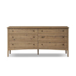 Maggie 6 Drawer Dresser Aged Smoked Oak Resawn Front Facing View Four Hands