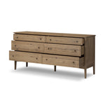 Maggie 6 Drawer Dresser Aged Smoked Oak Resawn Angled View 246648-003