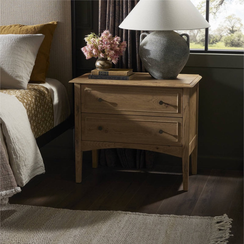 Maggie Nightstand Aged Smoked Oak Resawn Staged View 246654-003