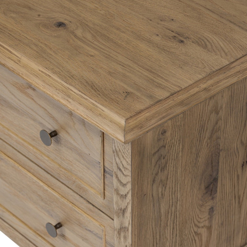 Four Hands Maggie Nightstand Aged Smoked Oak Resawn Corner Detail