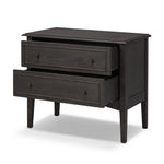 Maggie Nightstand Smoked Black Oak Veneer Angled Open Drawer Four Hands