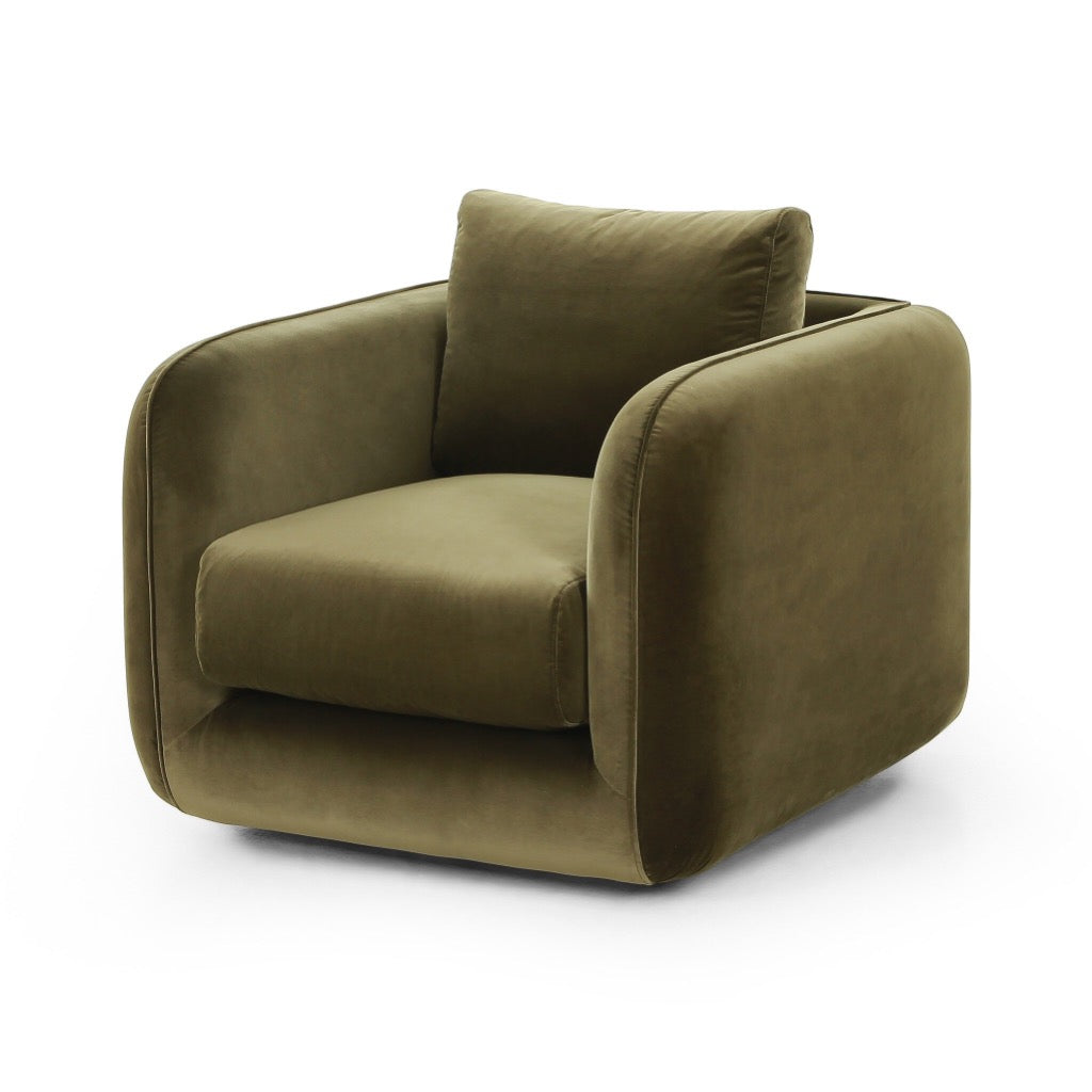 Malakai Swivel Chair Surrey Olive Angled View 231360-002