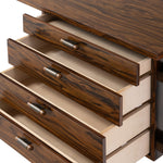 Marcela Desk Natural Morado Veneer Open Drawer Detail Four Hands