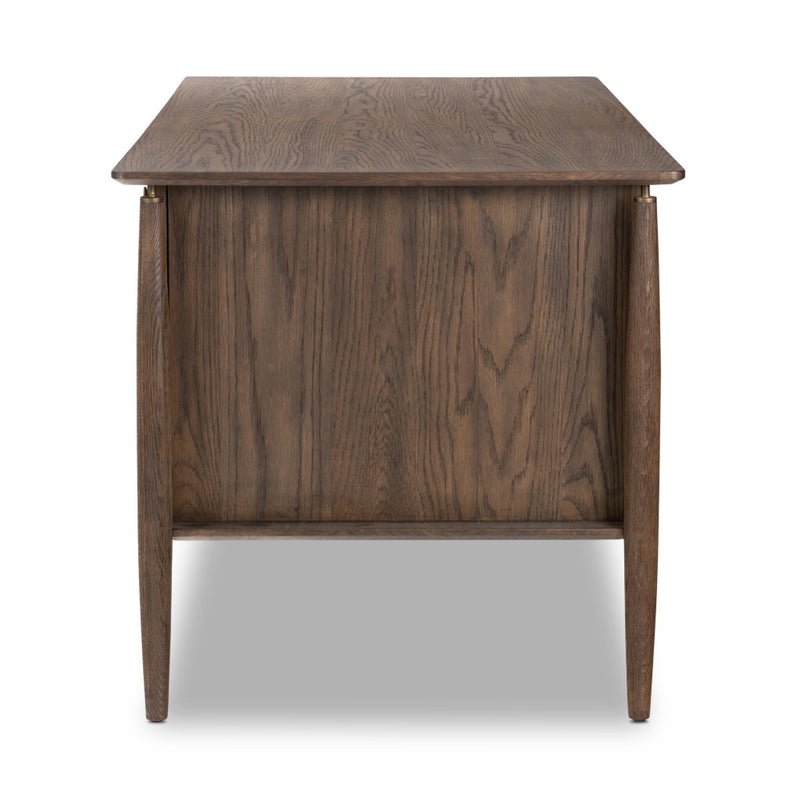 Markia Executive Desk Aged Oak Veneer Side View 236894-001