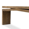 Matthes Oak Console Table Rustic Grey Veneer Angled View Four Hands