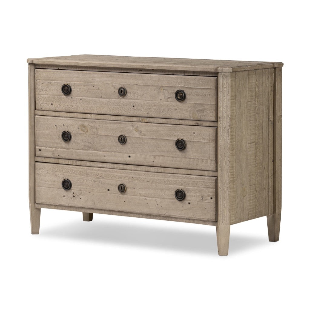 Matthew Chest Weathered Blonde Pine Angled View Four Hands