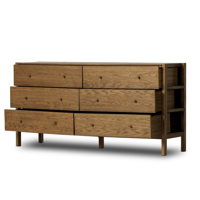 Meadow 6 Drawer Dresser Tawny Oak Open Drawers 229565-004