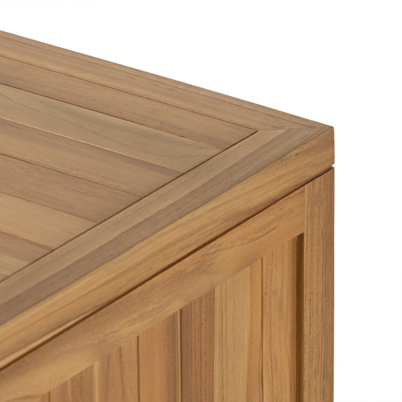 Four Hands Merit Outdoor Sideboard Natural Teak-FSC Top Corner Detail