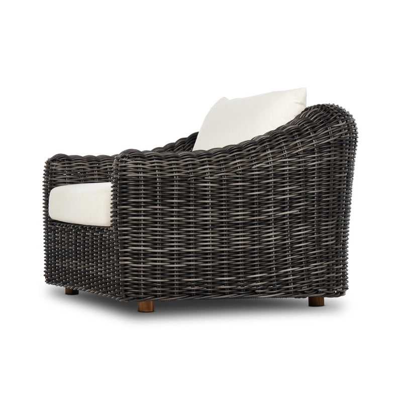 Messina Outdoor Chair Chunky Charcoal Woven Angled View Four Hands