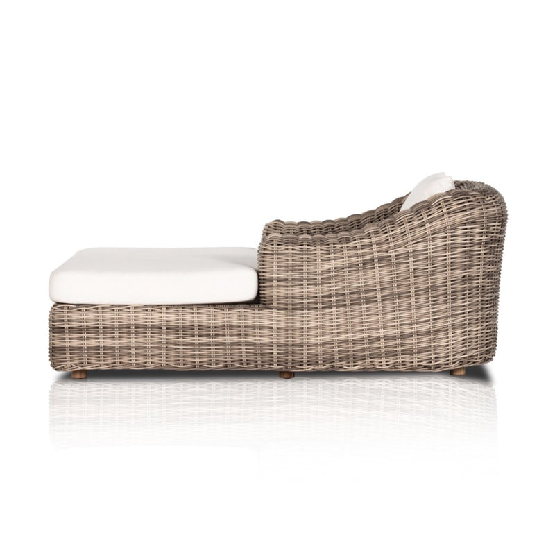 Four Hands Messina Outdoor Chaise Lounge Chunky Sand Woven Side View