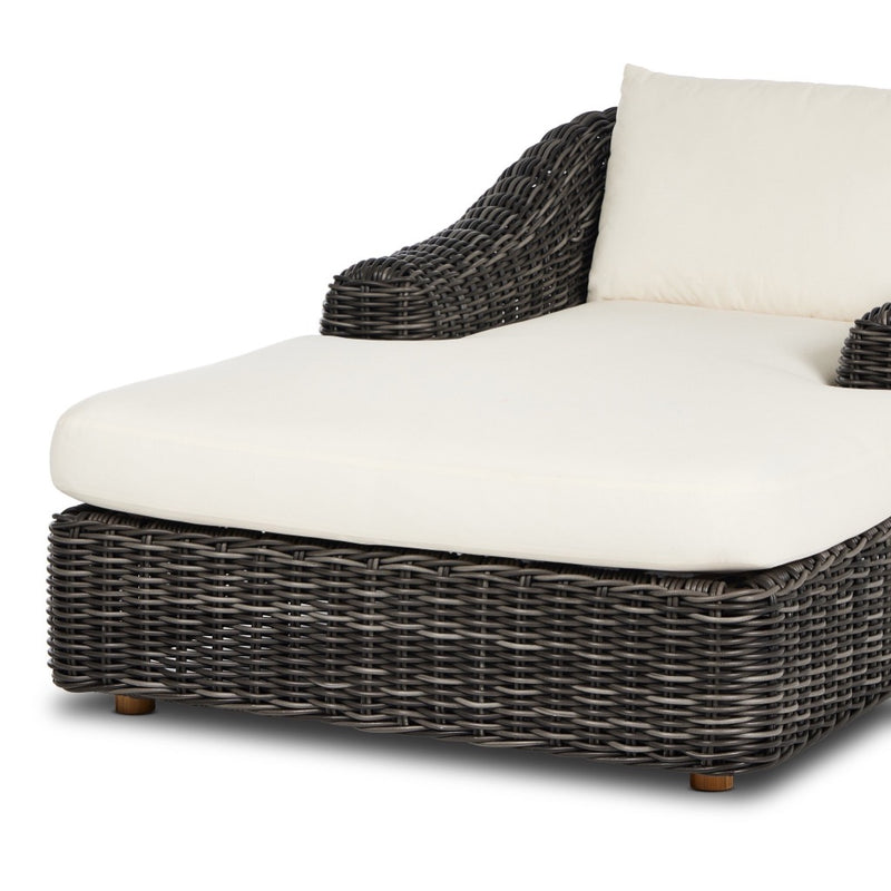 Messina Outdoor Chaise Lounge Chunky Charcoal Woven Teak Base 233662-003