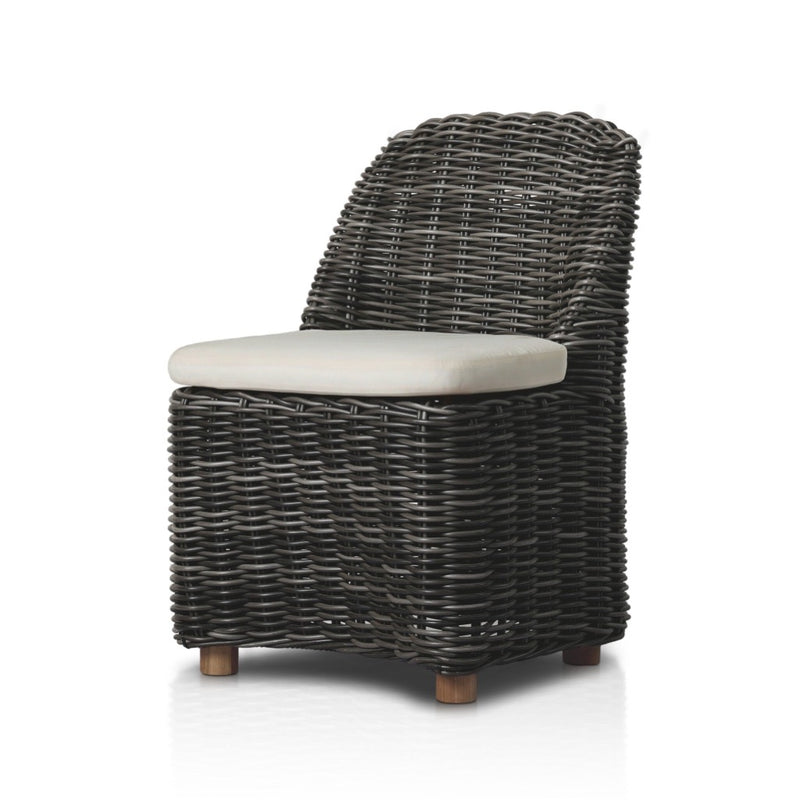 Messina Outdoor Dining Chair Chunky Charcoal Woven Angled View Four Hands