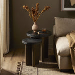 Mezes Nesting End Table Natural Basalt Staged View Four Hands