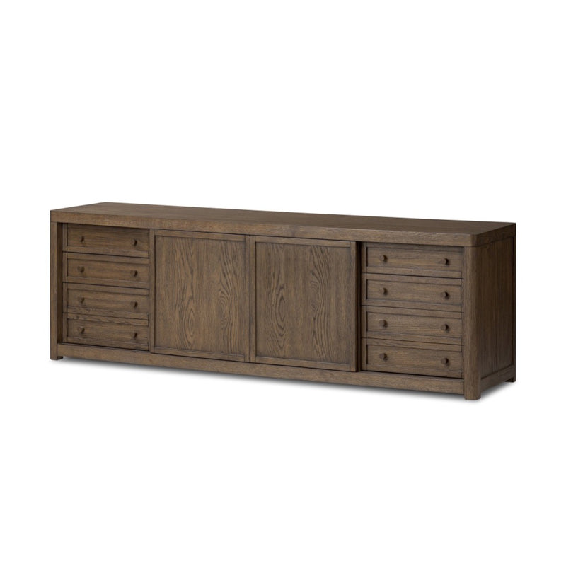 Miko Media Console Fawn Oak Veneer Angled View 245969-001