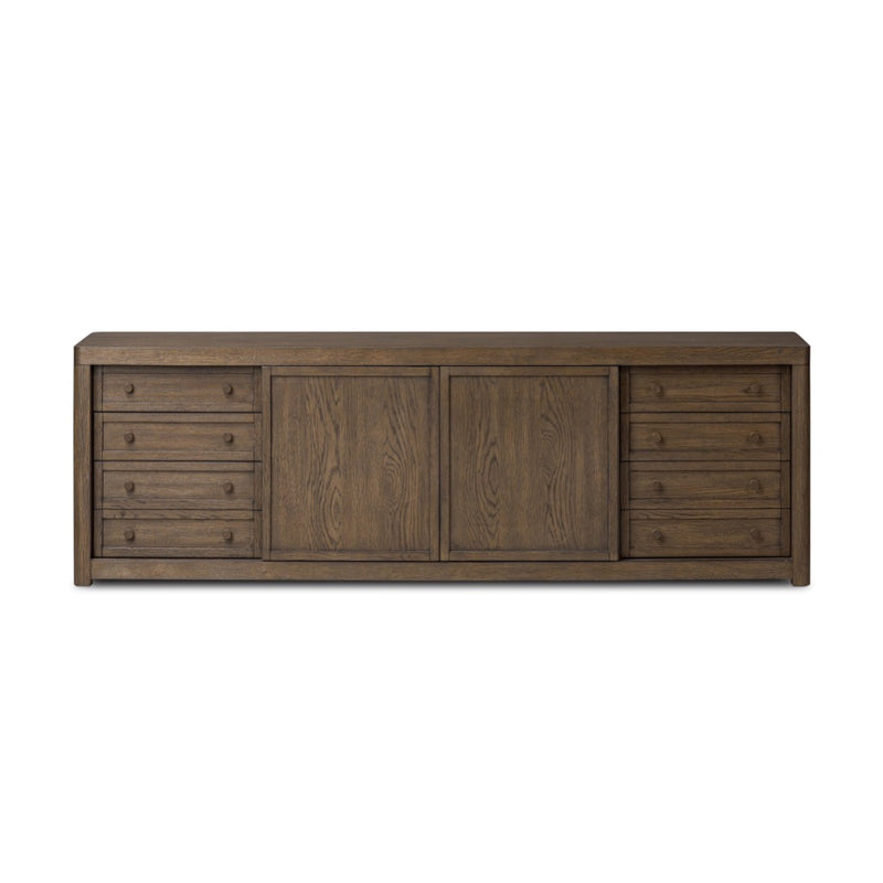 Miko Media Console Fawn Oak Veneer Front Facing View 245969-001