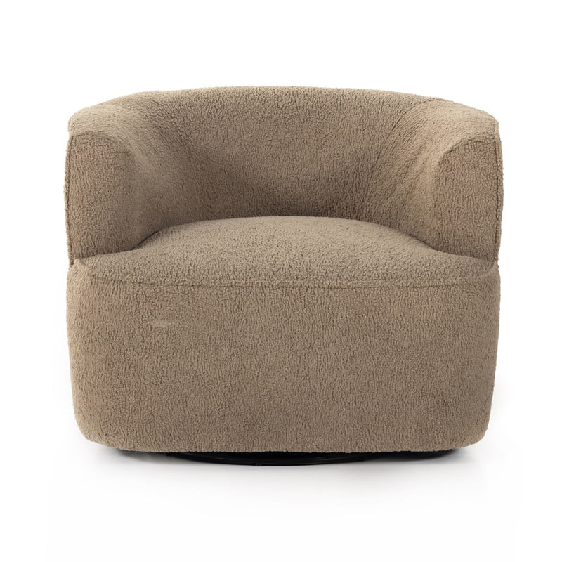 Four Hands Mila Swivel Chair Sheepskin Camel Front Facing View