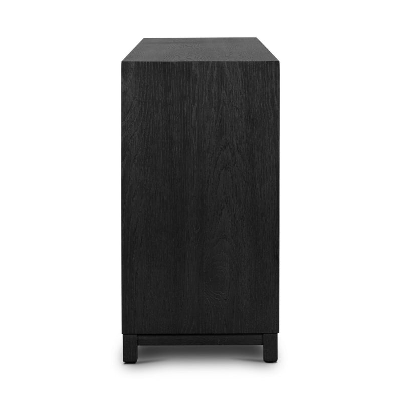 Millie 6 Drawer Dresser Drifted Matte Black Veneer Side View Four Hands