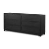 Millie 6 Drawer Dresser Drifted Matte Black Veneer angled View Four Hands