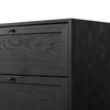 Millie 9 Drawer Dresser Drifted Matte Black Veneer Top Corner Detail Four Hands