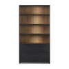 Millie Bookcase Drifted Matte Black Front Facing View Four Hands