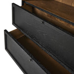 Millie Bookcase Drifted Matte Black Open Drawers Four Hands