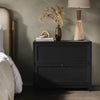 Millie Nightstand Drifted Matte Black Veneer Staged View Four Hands