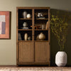 Millie Panel and Glass Door Cabinet Drifted Oak Solid Staged View Four Hands