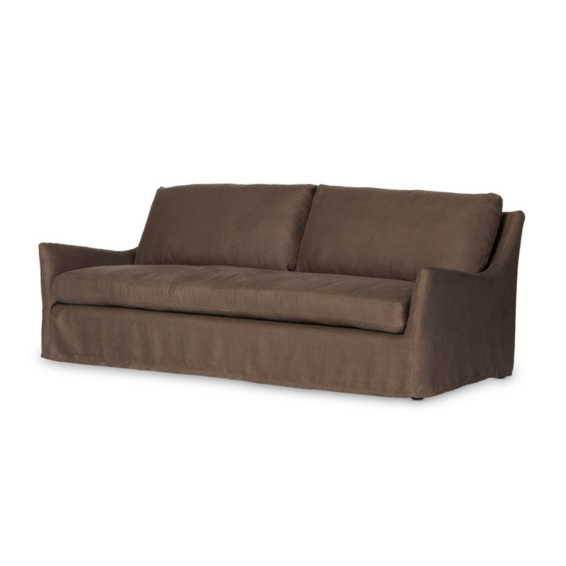 Monette Slipcover Sofa Brussels Coffee Angled View Four Hands