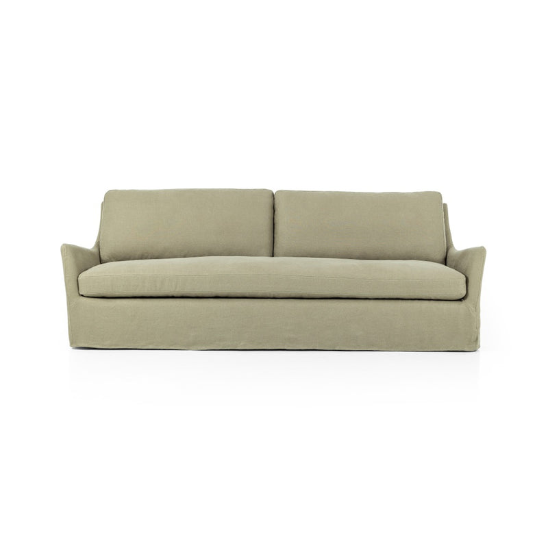 Four Hands Monette Slipcover Sofa Khaki Front Facing View