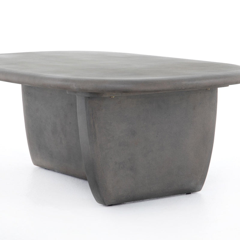 Naya Outdoor Coffee Table Dark Grey Angled View Four Hands