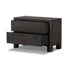 Noeline Nightstand Smoked Black Oak Veneer Angled Open Drawers Four Hands