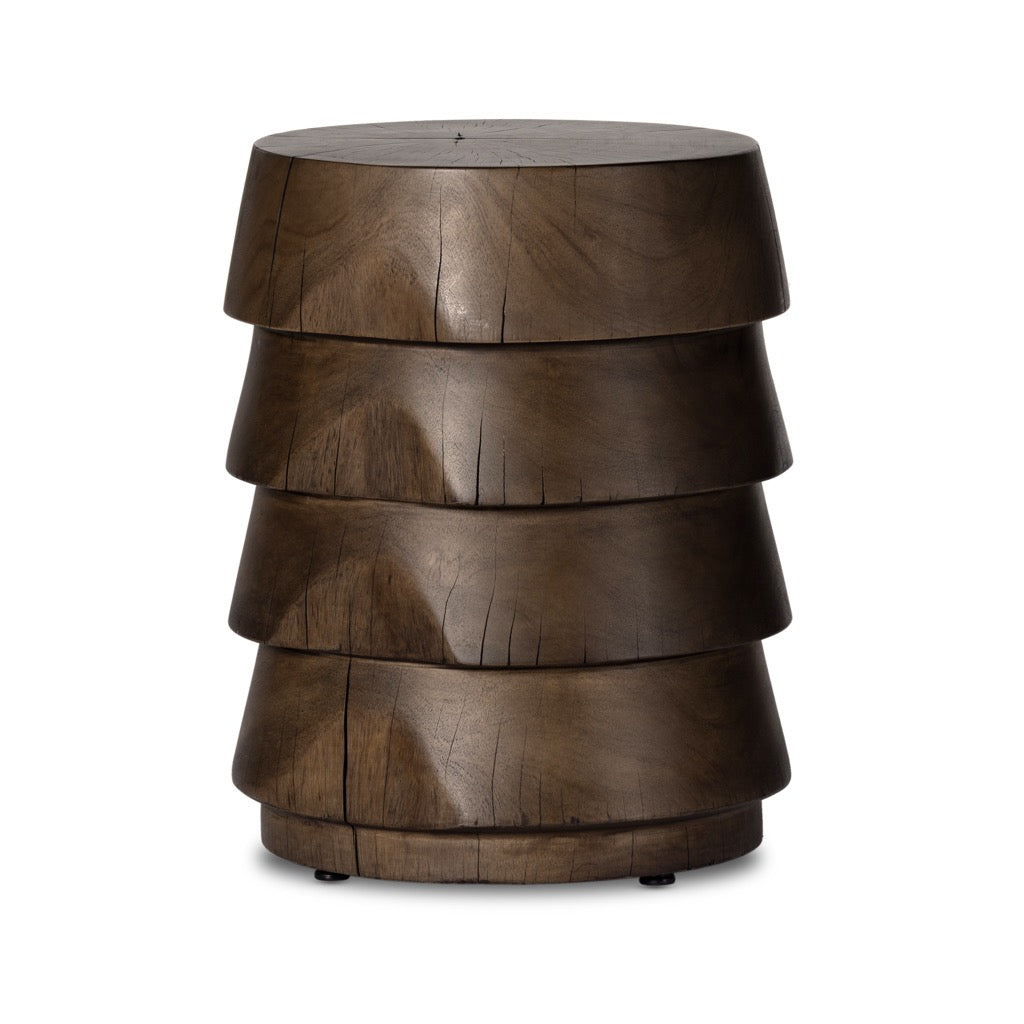 Nori Reclaimed Wood End Table Front Facing View Four Hands