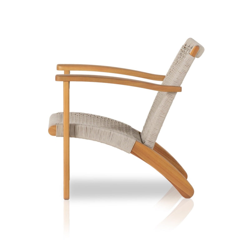 Novato Outdoor Chair Auburn Eucalyptus Side View Four Hands