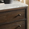 Odette Nightstand White Statuario Marble Staged View in Bedroom Four Hands