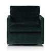 Four Hands Olson Swivel Chair Emerald Worn Velvet Front Facing View