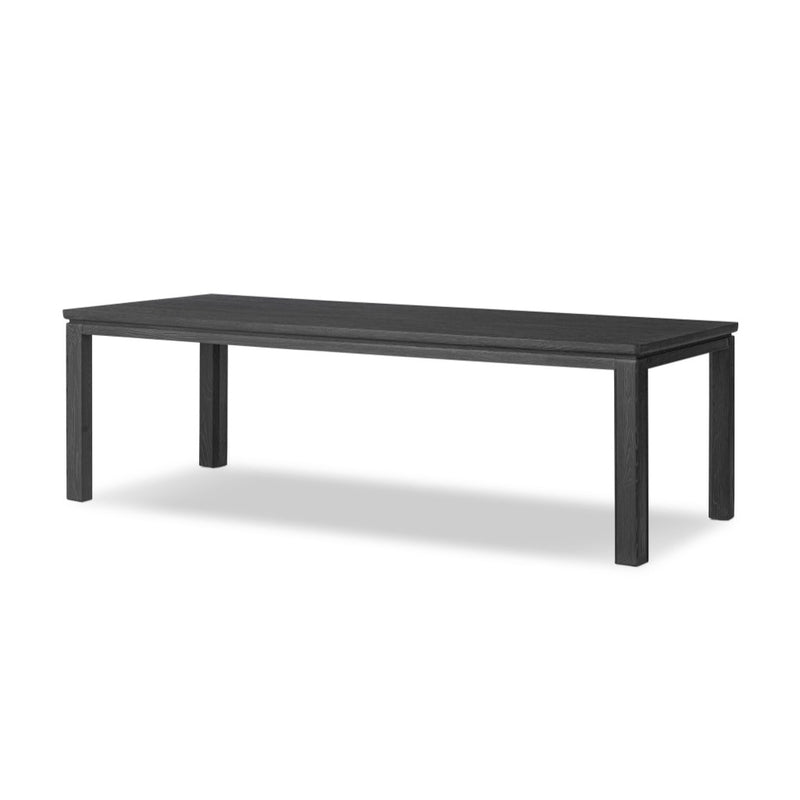 Oman Dining Table Rustic Black Veneer angled View Four Hands