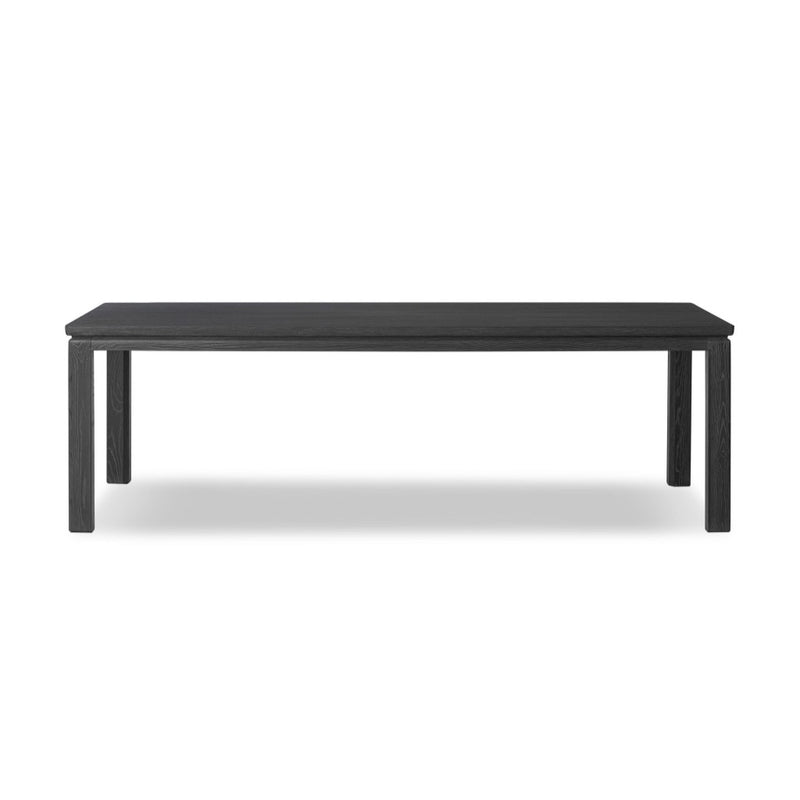 Four Hands Oman Dining Table Rustic Black Veneer Front Facing View