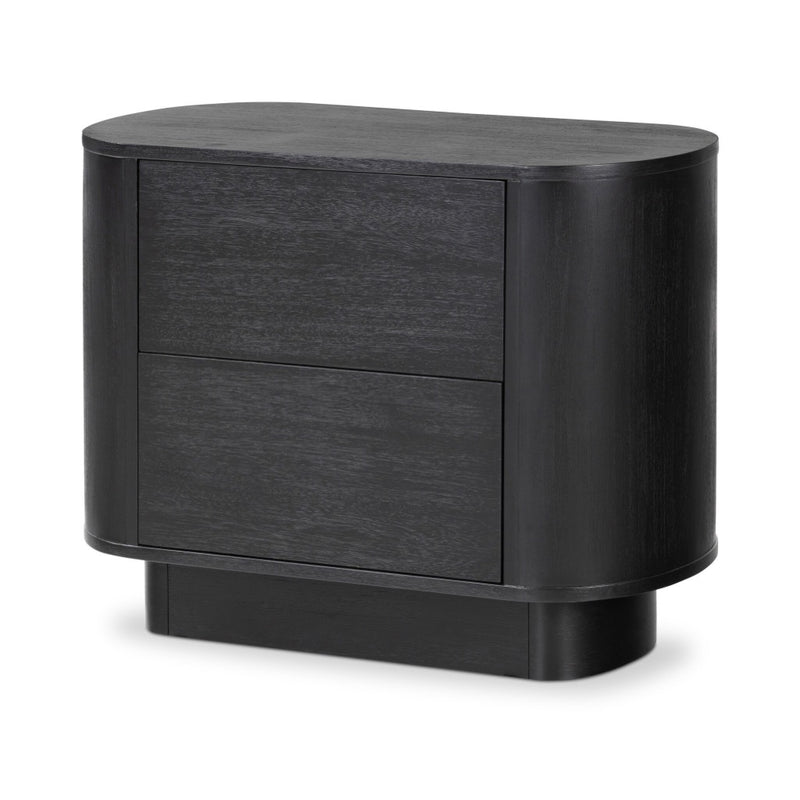 Paden Nightstand Aged Black Acacia Angled View Four Hands