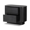 Four Hands Paden Nightstand Aged Black Acacia Angled View Open Drawers